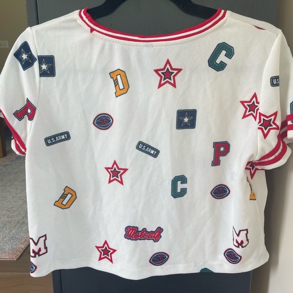 Ajile by Pantaloons Military Varsity Cropped Tee, Medium - Picture 7 of 8